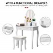 Pemberly Row Pine Wood Vanity Table Set with 4 Storage Drawers in White