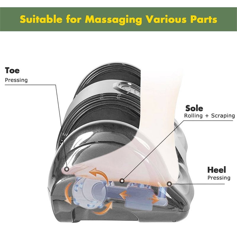 Pemberly Row ABS and Fabric Shiatsu Foot Massager with Remote Control in Gray