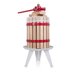 Pemberly Row Wood & Iron Crusher Juice Maker Tool/Wine Press in Red