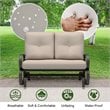 Pemberly Row Steel Metal Outdoor Patio Rocking Bench with Cushion Seat in Black