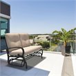 Pemberly Row Steel Metal Outdoor Patio Rocking Bench with Cushion Seat in Black