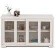 Pemberly Row MDF and Glass Kitchen Storage Cabinet with Sliding Door in White