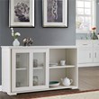 Pemberly Row MDF and Glass Kitchen Storage Cabinet with Sliding Door in White