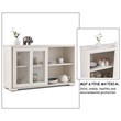 Pemberly Row MDF and Glass Kitchen Storage Cabinet with Sliding Door in White
