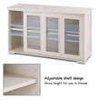 Pemberly Row MDF and Glass Kitchen Storage Cabinet with Sliding Door in White