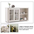 Pemberly Row MDF and Glass Kitchen Storage Cabinet with Sliding Door in White
