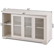 Pemberly Row MDF and Glass Kitchen Storage Cabinet with Sliding Door in White