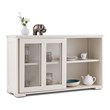 Pemberly Row MDF and Glass Kitchen Storage Cabinet with Sliding Door in White