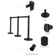 Pemberly Row Contemporary Stainless Steel Queue Pole in Black (Set of 6)