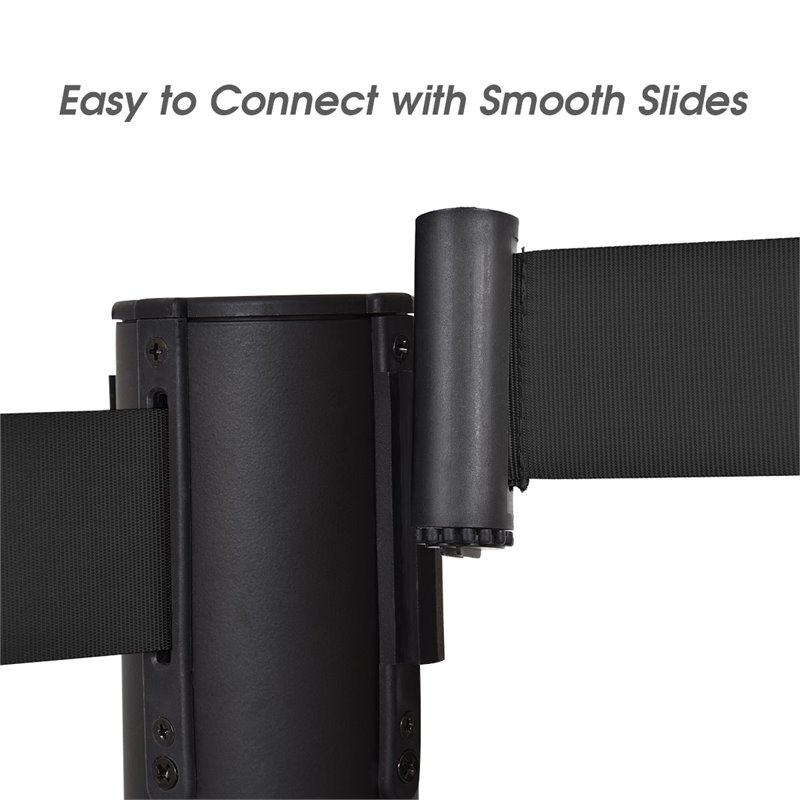 Pemberly Row Contemporary Stainless Steel Queue Pole in Black (Set of 6)