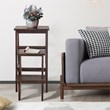 Pemberly Row 3-tier Pine Wood Multi-function Folding Ladder in Coffee