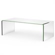 Pemberly Row Contemporary Tempered Glass Coffee Table in Clear Finish