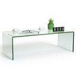 Pemberly Row Contemporary Tempered Glass Coffee Table in Clear Finish