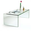Pemberly Row Contemporary Tempered Glass Coffee Table in Clear Finish