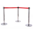 Pemberly Row Stainless Steel Queue Pole in Silver and Red (Set of 6)