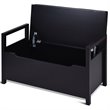 Pemberly Row Contemporary Wood Storage Bench with Removable Cushion in Black