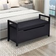 Pemberly Row Contemporary Wood Storage Bench with Removable Cushion in Black