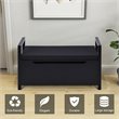 Pemberly Row Contemporary Wood Storage Bench with Removable Cushion in Black