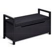 Pemberly Row Contemporary Wood Storage Bench with Removable Cushion in Black