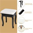 Pemberly Row MDF Makeup Desk Vanity Set with 4 Drawers & Mirror in Black