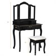 Pemberly Row MDF Makeup Desk Vanity Set with 4 Drawers & Mirror in Black