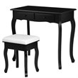 Pemberly Row MDF Makeup Desk Vanity Set with 4 Drawers & Mirror in Black