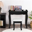 Pemberly Row MDF Makeup Desk Vanity Set with 4 Drawers & Mirror in Black