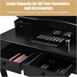 Pemberly Row MDF Makeup Desk Vanity Set with 4 Drawers & Mirror in Black