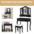 Pemberly Row MDF Makeup Desk Vanity Set with 4 Drawers & Mirror in Black