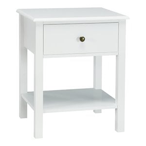 Pemberly Row Contemporary MDF Nightstand with Spacious Tabletop in White