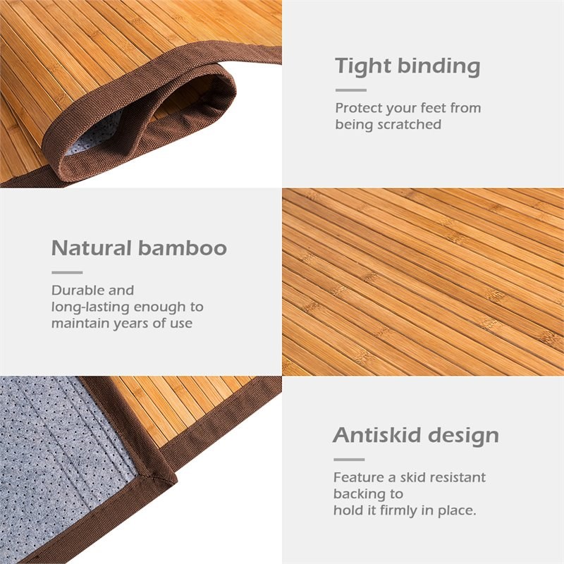 Pemberly Row 5' x 8' Contemporary Natural Bamboo Area Rug in Natural