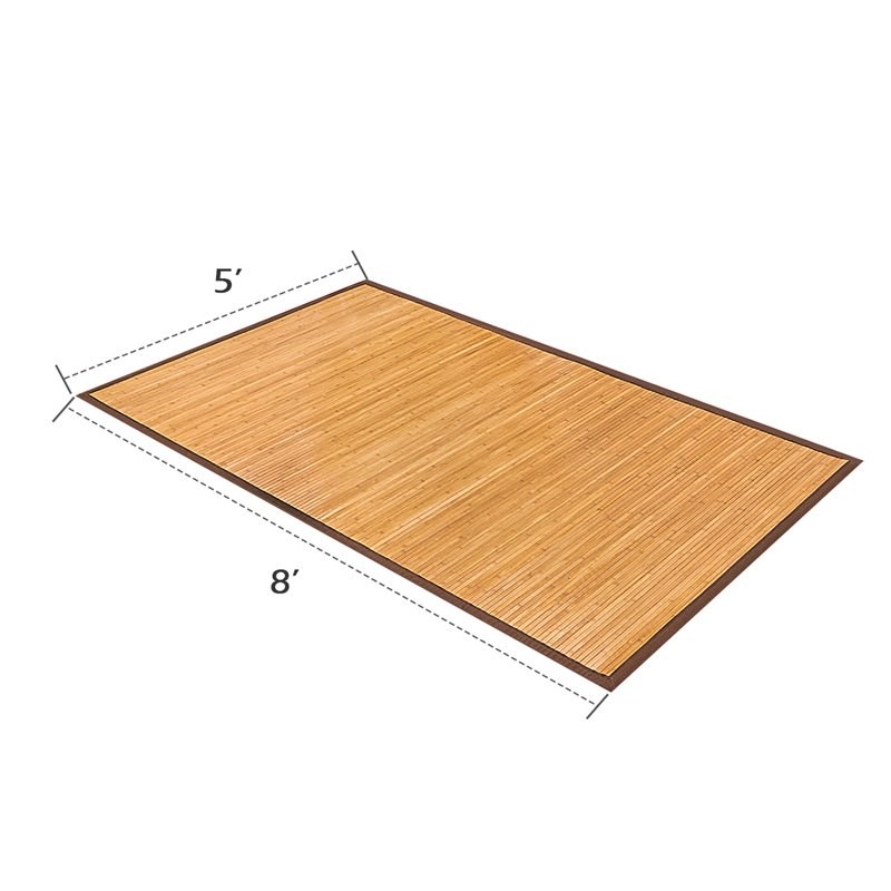 Pemberly Row 5' x 8' Contemporary Natural Bamboo Area Rug in Natural