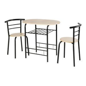 Pemberly Row 3-piece MDF and Iron Dining Set with Table and 2 Chairs in Natural