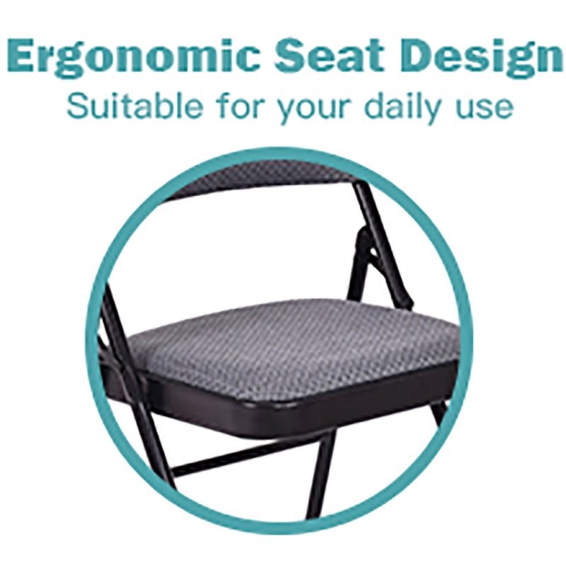Pemberly Row Upholstered Padded Fabric Folding Chairs in Black (Set of 4)