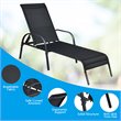 Pemberly Row Fabric and Steel Patio Lounge Chairs in Black (Set of 2)