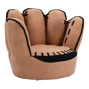 Pemberley Row Faux Leather Brown Kids Chair Baseball Glove Design 23&quot x 19&quot x 17&quot Unassembled