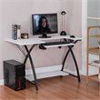 Pemberly Row MDF and PVC Folding Sewing Table with Adjustable Platform in White