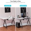 Pemberly Row MDF and PVC Folding Sewing Table with Adjustable Platform in White
