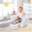 Pemberly Row Polyurethane and Wood Kids Princess Sofa with Ottoman in White