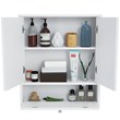 Pemberly Row Wood Wall Mount Bathroom Cabinet with 2 Mirrors in White