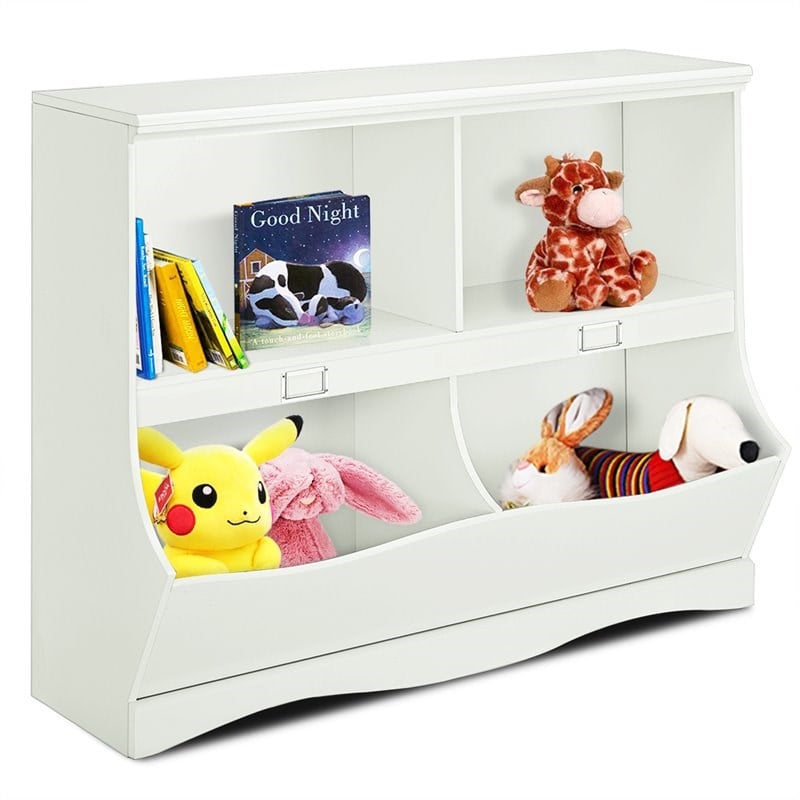 Pemberly Row Contemporary MDF Multi-bin Kids Toy Storage Organizer in White