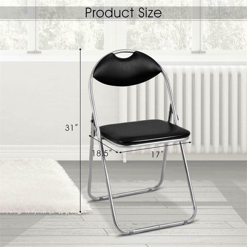 Pemberly Row U-shaped Contemporary Metal Folding Chairs in Black (Set of 6)