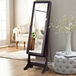Pemberly Row Contemporary MDF Jewelry Cabinet with LED Lights in Brown
