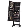 Pemberly Row Contemporary MDF Jewelry Cabinet with LED Lights in Brown