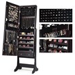 Pemberly Row Contemporary MDF Jewelry Cabinet with LED Lights in Brown