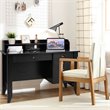 Pemberly Row Contemporary MDF Computer Desk with 3 Side Drawers in Black Finish