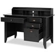 Pemberly Row Contemporary MDF Computer Desk with 3 Side Drawers in Black Finish