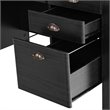 Pemberly Row Contemporary MDF Computer Desk with 3 Side Drawers in Black Finish