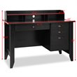 Pemberly Row Contemporary MDF Computer Desk with 3 Side Drawers in Black Finish