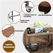 Pemberly Row Contemporary Particleboard and Steel Rolling Computer Desk in Brown